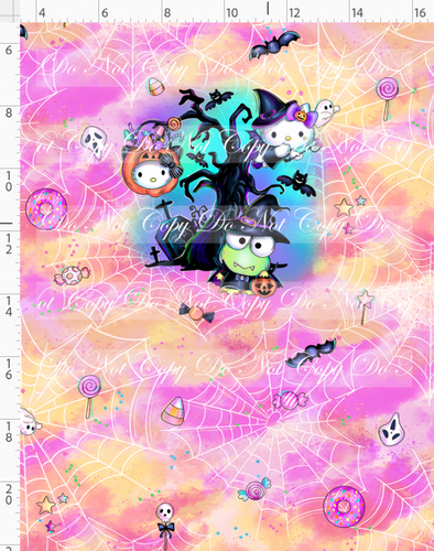Retail - Halloween Kitty and Friends - Panel - Kitty and Frog Tree - Colorful - CHILD