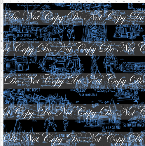 Retail - Galaxy's Edge Map - Black Background Blue Images - LARGE SCALE
