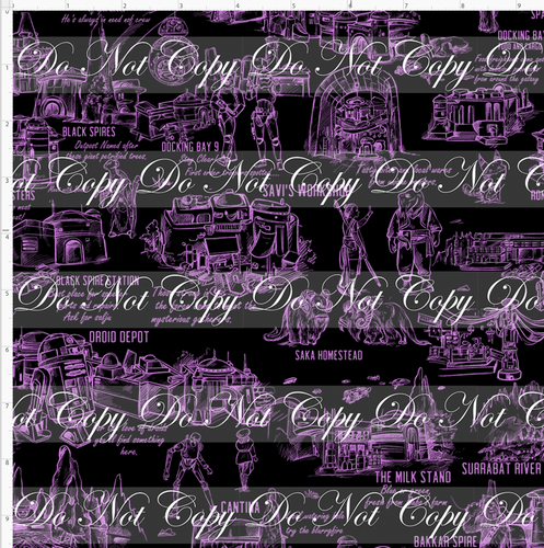 Retail - Galaxy's Edge Map - Black Background Purple Images - SMALL SCALE