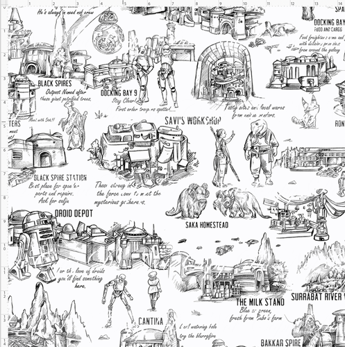 Retail - Galaxy's Edge Map - White Background Black Images - REGULAR SCALE