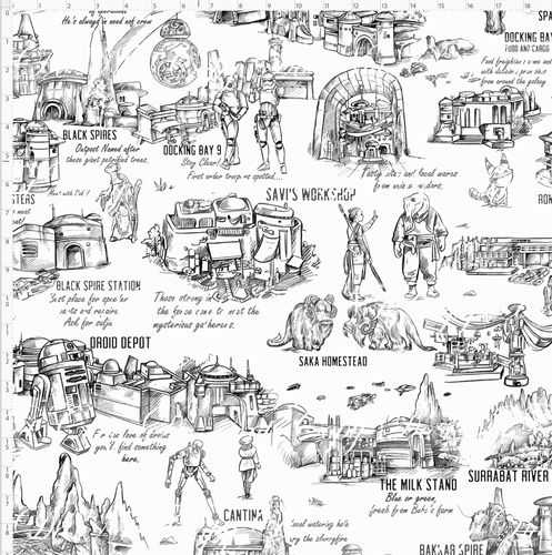 Retail - Galaxy's Edge Map - White Background Black Images - LARGE SCALE