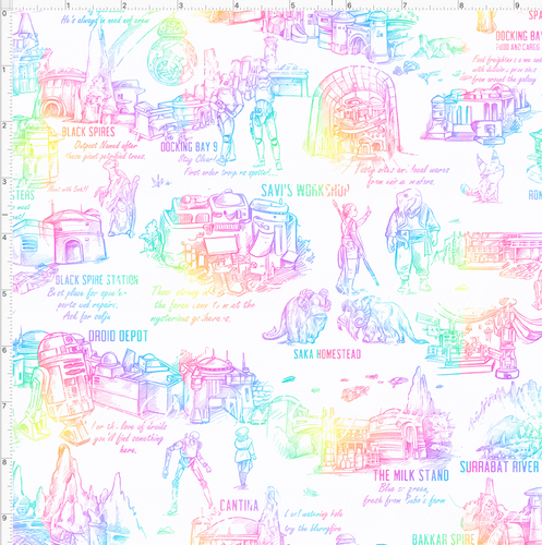 Retail - Galaxy's Edge Map - White Background Rainbow Images - SMALL SCALE