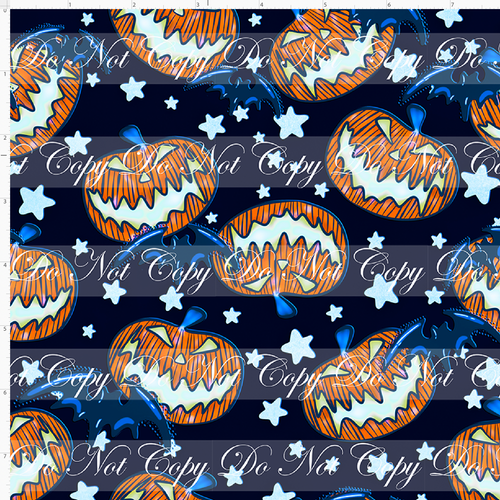 Retail - Glowing NBC - Pumpkins - Blue - Navy Background - SMALL SCALE