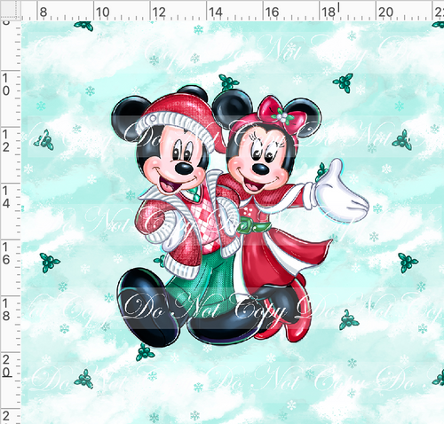 CATALOG - PREORDER - Poinsettia Mouse - Panel - Couple - Green - ADULT