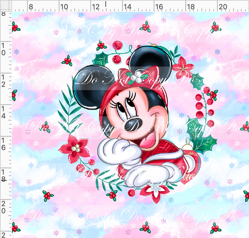 CATALOG - PREORDER - Poinsettia Mouse - Panel - Girl Mouse - Colorful - ADULT