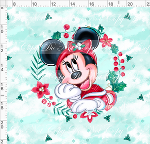 CATALOG - PREORDER - Poinsettia Mouse - Panel - Girl Mouse - Green - ADULT