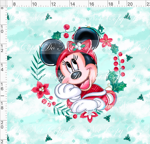 Retail - Poinsettia Mouse - Panel - Girl Mouse - Green - ADULT