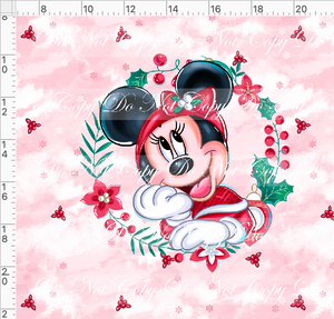 CATALOG - PREORDER - Poinsettia Mouse - Panel - Girl Mouse - Red - ADULT