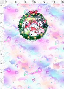 CATALOG - PREORDER - Christmas Kitty and Friends - Panel - Wreath - Colorful - CHILD