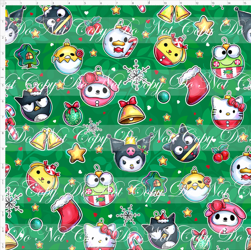 CATALOG - PREORDER - Christmas Kitty and Friends - Ornaments - Green - LARGE SCALE