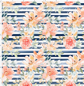 PREORDER - LP Inspired - Watercolor Floral on Navy Stripe - SMALL SCALE