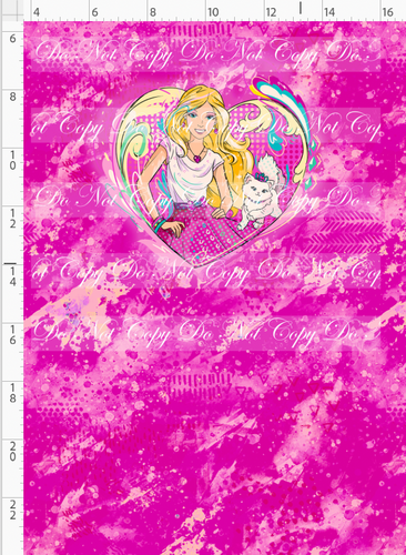 PREORDER R135 - Vintage Glam - Panel - Pink - Girl and Cat - CHILD