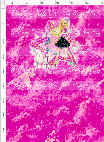 PREORDER R135 - Vintage Glam - Panel - Pink - Girl with Poodle - CHILD