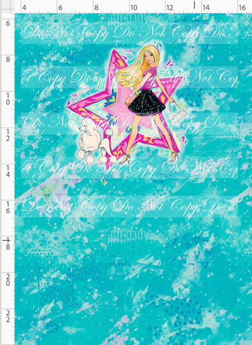 PREORDER R135 - Vintage Glam - Panel - Teal - Girl with Poodle - CHILD