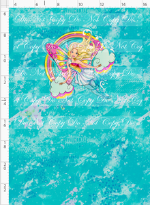 PREORDER R135 - Vintage Glam - Panel - Teal - Girl with Wings - CHILD
