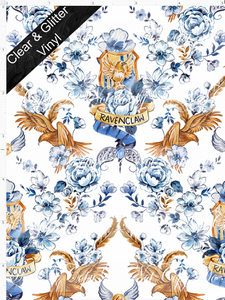 PREORDER - HP Damask - Blue House -  SMALL SCALE - CLEAR & GLITTER VINYL