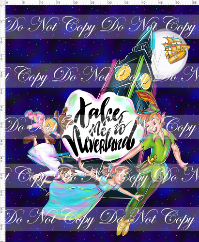 CATALOG - PREORDER R61 - Pixie Dust - Take Me To Neverland - Adult Blanket Topper - Navy