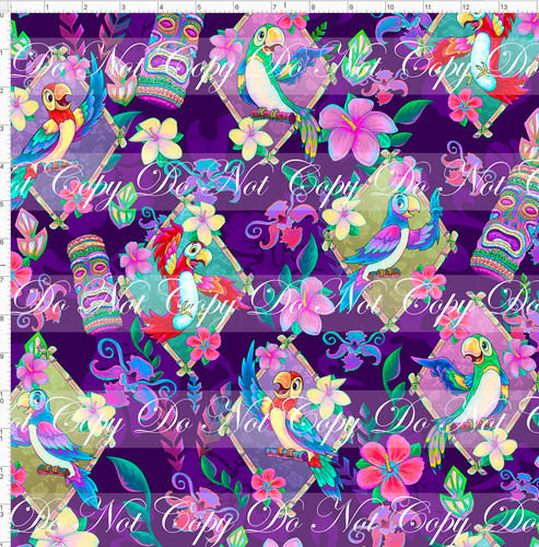 Retail - Tiki Room - Birds in Frames - Purple - LARGE SCALE