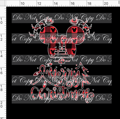 CATALOG - PREORDER -  Christmas Elements - Merry Xmas with Castle - Panel - Black - ADULT