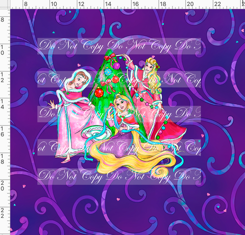 CATALOG - PREORDER - Holiday Princess Cheer - Belle, Hair, Sleep - Panel - Purple - ADULT