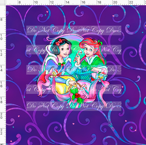 CATALOG - PREORDER - Holiday Princess Cheer - Mermaid and Snow - Panel - Purple - ADULT