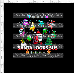 CATALOG - PREORDER - Christmas Crew - Panel - Santa Looks SUS - Black - ADULT