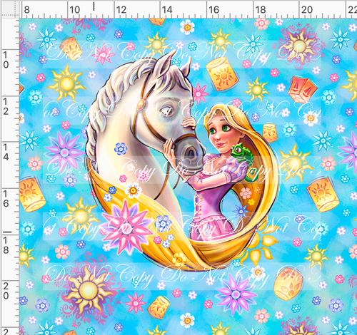 CATALOG - PREORDER R74 - Flower Gleam and Glow - Panel - Horse - Light Blue - ADULT
