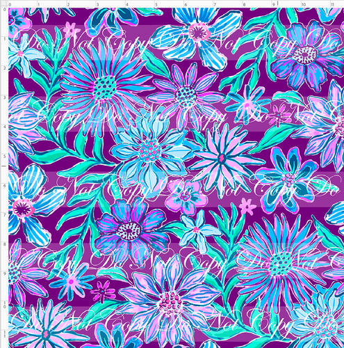 PREORDER - NON EXCLUSIVE - Preppy - Floral - Blue and Purple - REGULAR SCALE