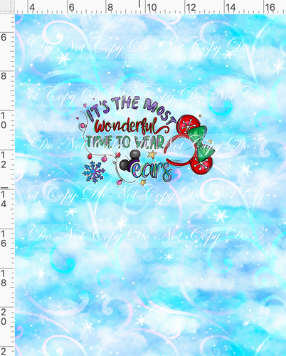 CATALOG - PREORDER - Christmas Mouse Favorite Doodles - Panel - Blue - Ears - CHILD
