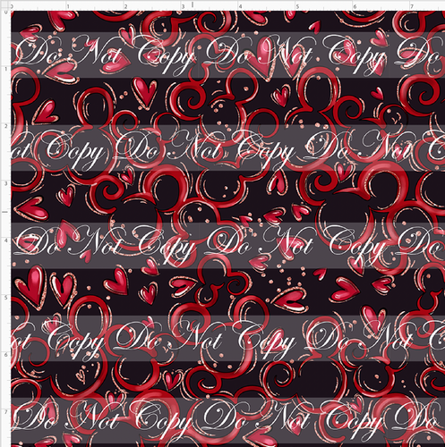 CATALOG - PREORDER R103 - A Mouse Love Story - Mouse Heart Swirls - Red Black - SMALL SCALE