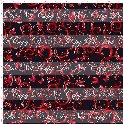 CATALOG - PREORDER R103 - A Mouse Love Story - Mouse Heart Swirls - Red Black - REGULAR SCALE