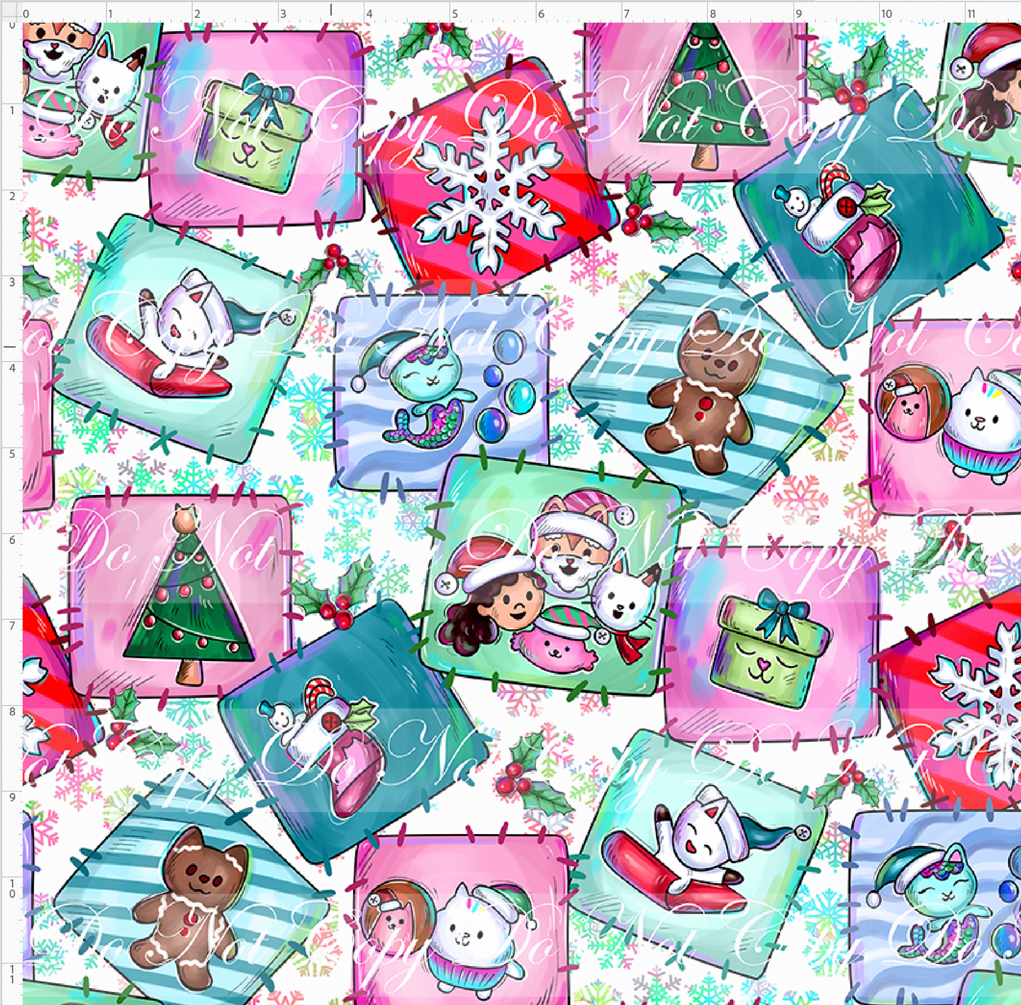 Retail - Catabulous Christmas - Quilt - White - REGULAR SCALE