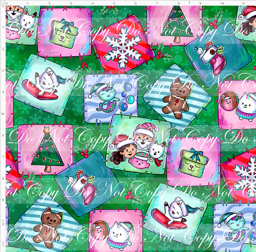 Retail - Catabulous Christmas - Quilt - Green - REGULAR SCALE