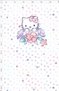 CATALOG - PREORDER R113 - Kitty Floral - Panel - White - CHILD