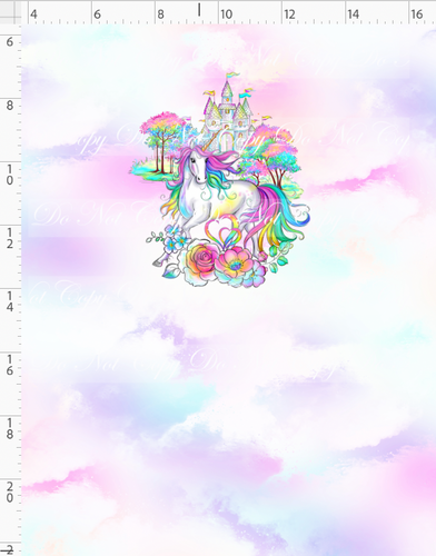 CATALOG - PREORDER R117 - Rainbow Unicorn - Panel - Unicorn and Castle - CHILD
