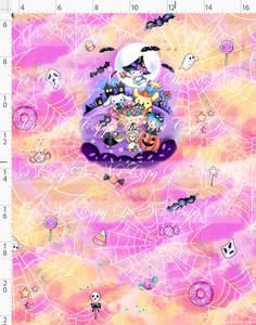 CATALOG - PREORDER R117 - Halloween Kitty and Friends - Panel - Full Moon Witch Kitty - Colorful - CHILD