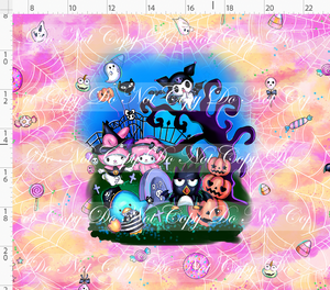 CATALOG - PREORDER R117 - Halloween Kitty and Friends - Panel - Grave Pumpkins - Colorful - ADULT