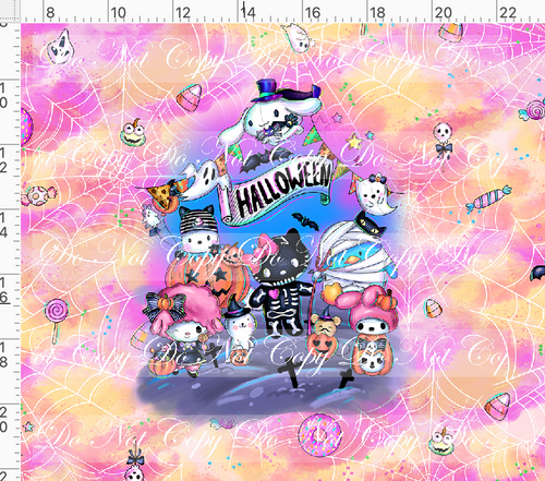 CATALOG - PREORDER R117 - Halloween Kitty and Friends - Panel - Skeleton Kitty - Colorful - ADULT