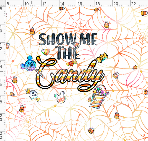 CATALOG - PREORDER R117 - Candy Corn Friends - Panel - Show Me the Candy - White - ADULT