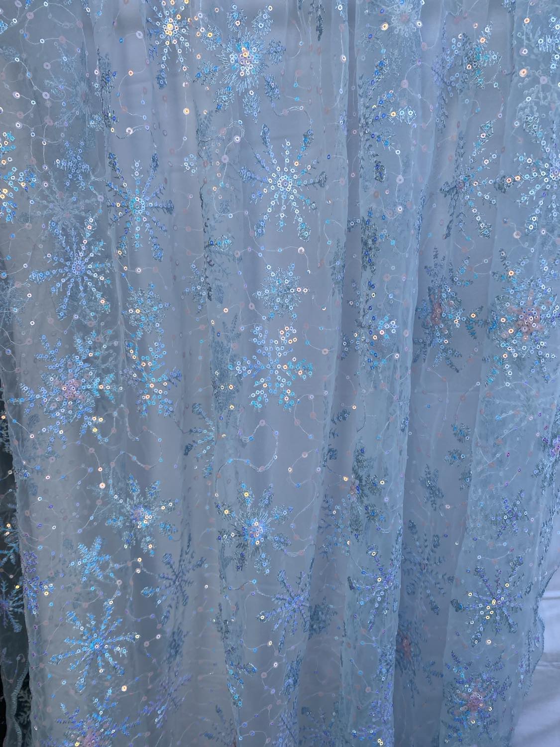 Retail - Tulle - Sequin Snowflake Embroidery