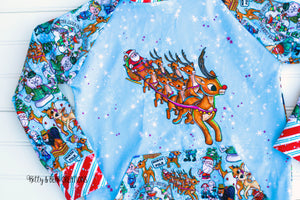 CATALOG - PREORDER - Red Nosed Reindeer - Panel - Blue - CHILD