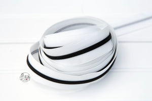 RETAIL Zipper Tape - White Tape with Black coils