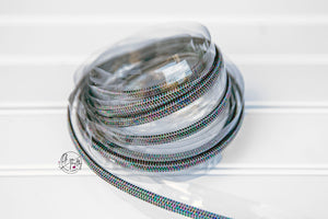 RETAIL Zipper Tape - Clear Tape with Black Iridescent coils