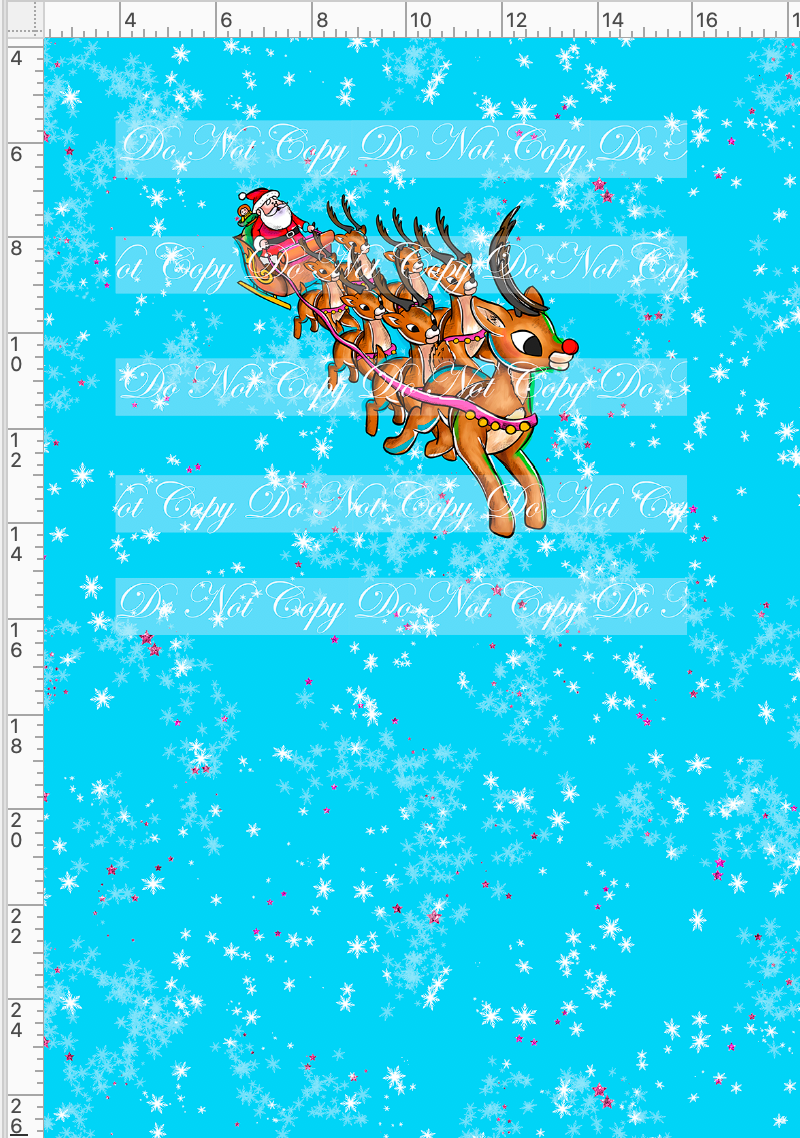 CATALOG - PREORDER - Red Nosed Reindeer - Panel - Blue - CHILD
