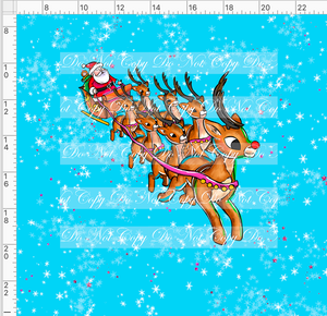 PREORDER - Red Nosed Reindeer - Panel - Blue - ADULT