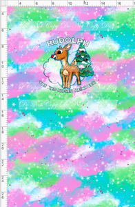 PREORDER - Red Nosed Reindeer - Panel - With Words -Colorful - CHILD