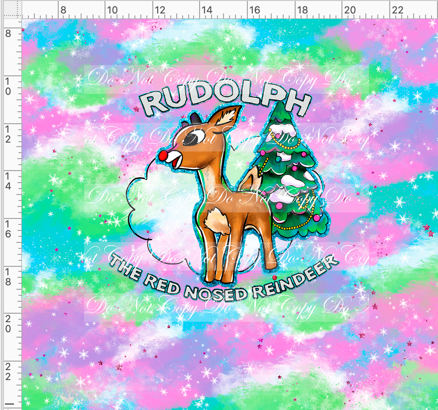 CATALOG - PREORDER - Red Nosed Reindeer - Panel - With Words - Colorful - ADULT