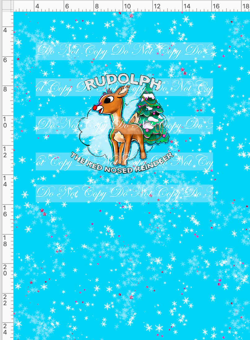 CATALOG - PREORDER - Red Nosed Reindeer - Panel - With Words - Blue - CHILD