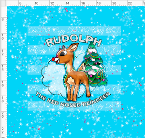 PREORDER - Red Nosed Reindeer - Panel - With Words - Blue - ADULT
