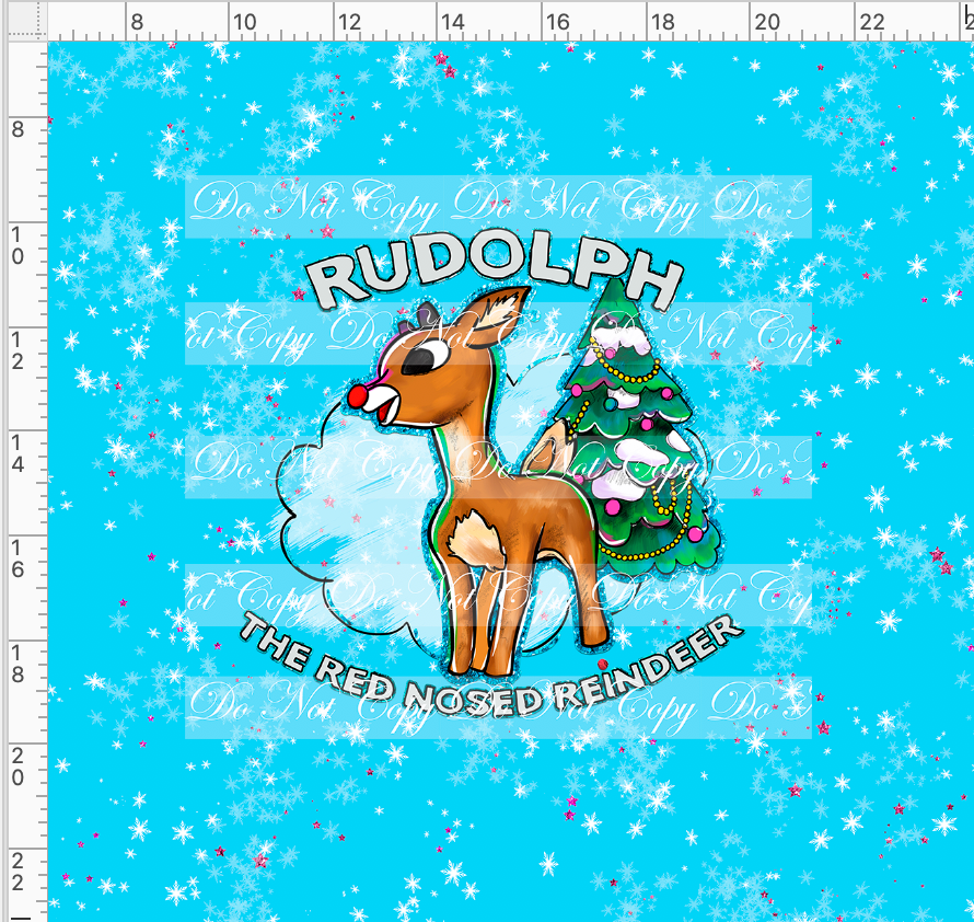 CATALOG - PREORDER - Red Nosed Reindeer - Panel - With Words - Blue - ADULT